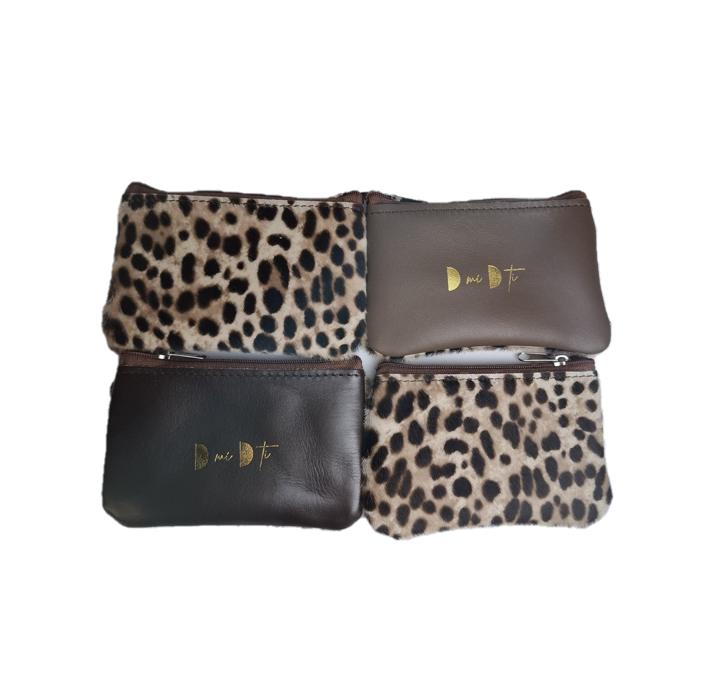 Monedero de piel con pelo print guepardo