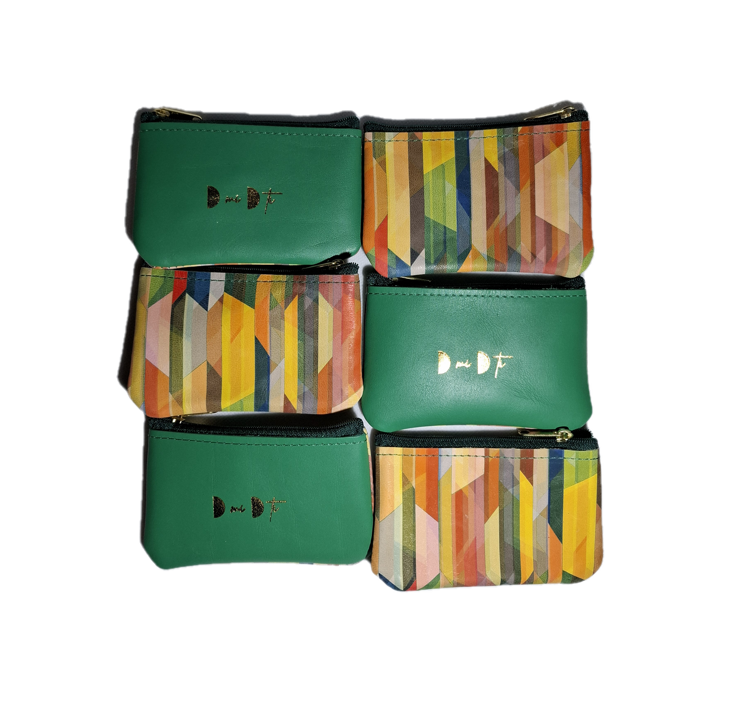 Monedero de piel rayas multicolor y verde