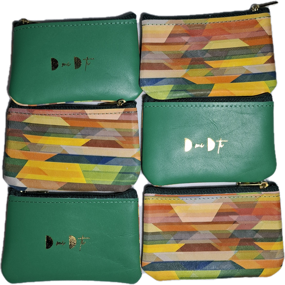Monedero de piel rayas multicolor y verde