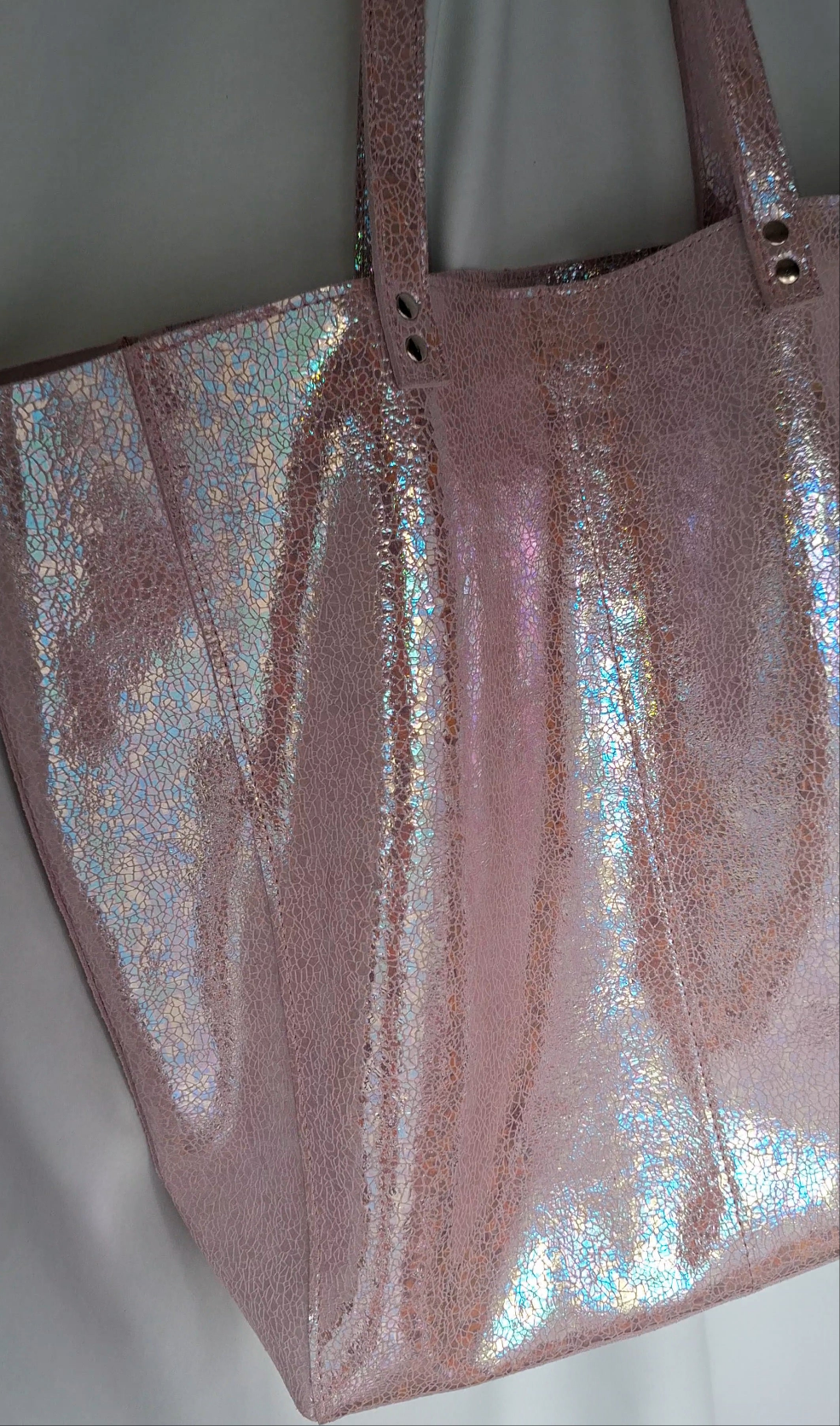 Bolso shopper VEGA XL piel brillante tornasolada rosa
