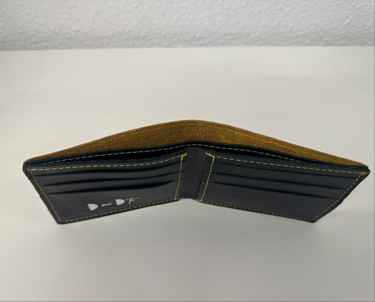 Cartera tarjetero hombre piel amarillo envejecido