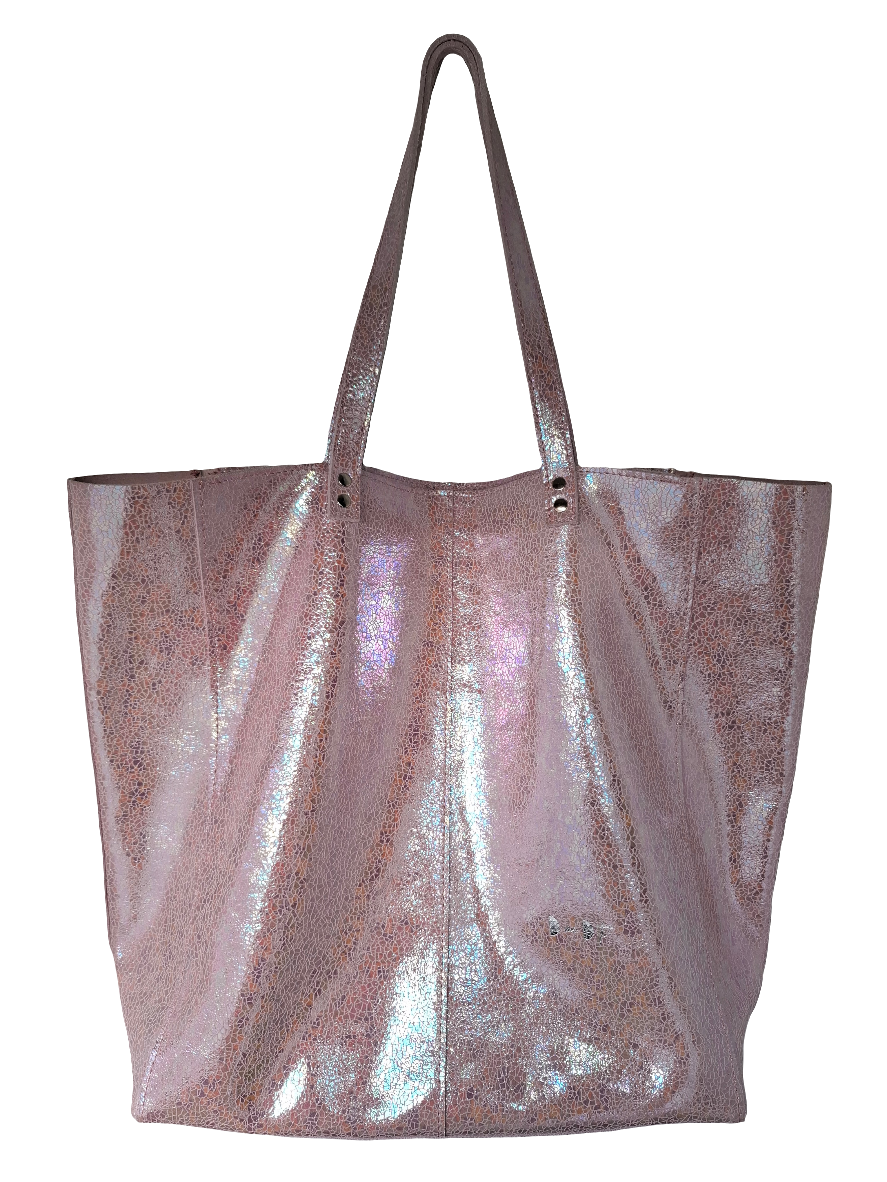 Bolso shopper VEGA XL piel brillante tornasolada rosa