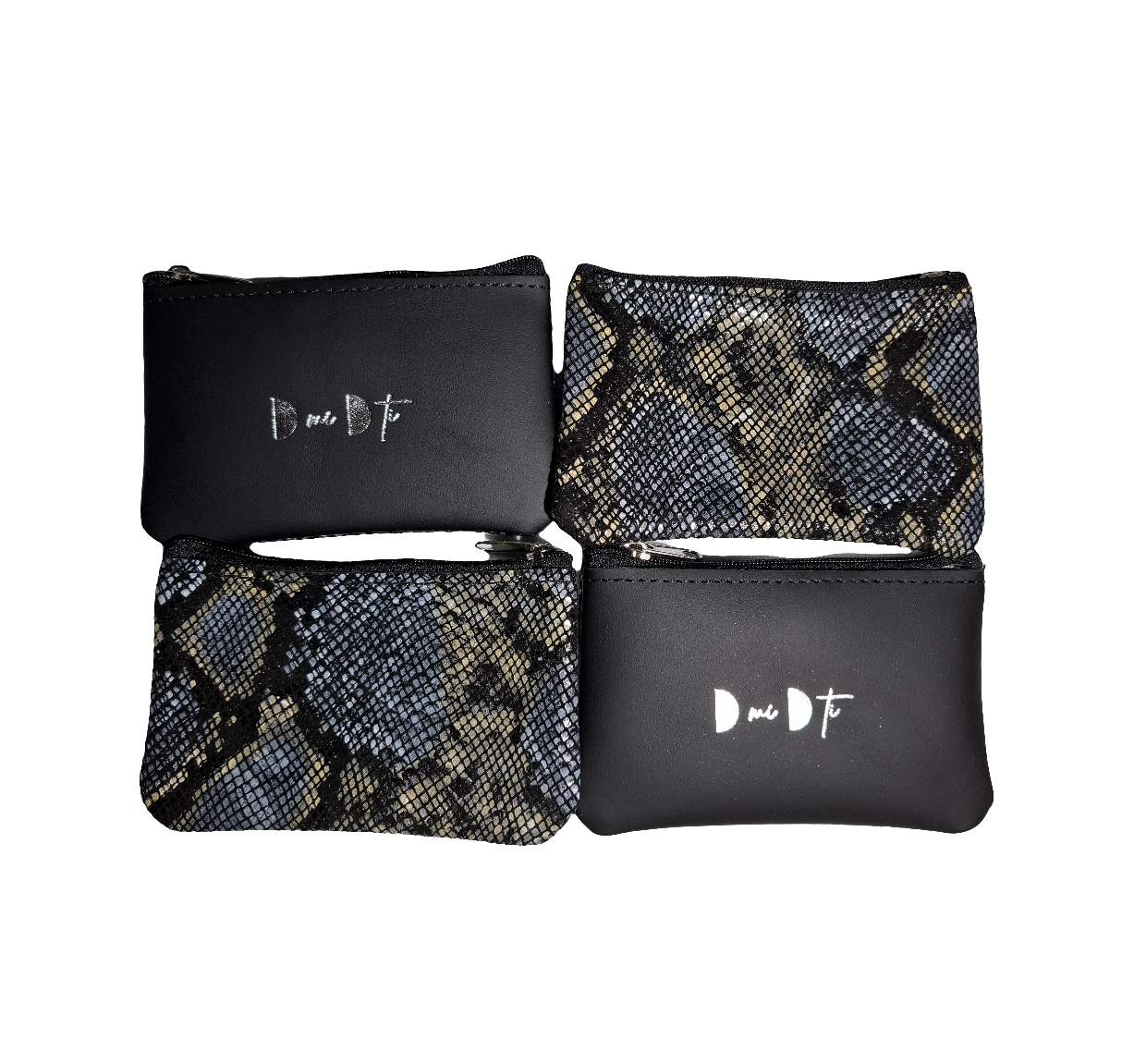Monedero de piel estampado serpiente azul y beige