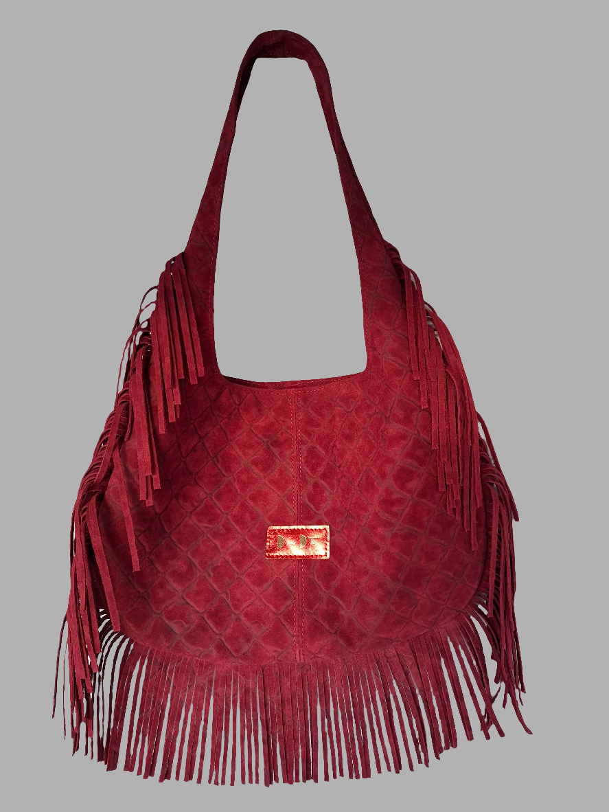 Bolso SOTO XL serraje flecos rojo