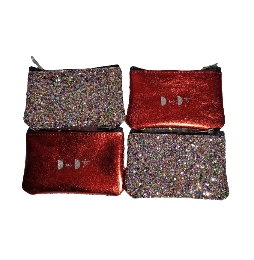 Monedero de piel metalizada y glitter