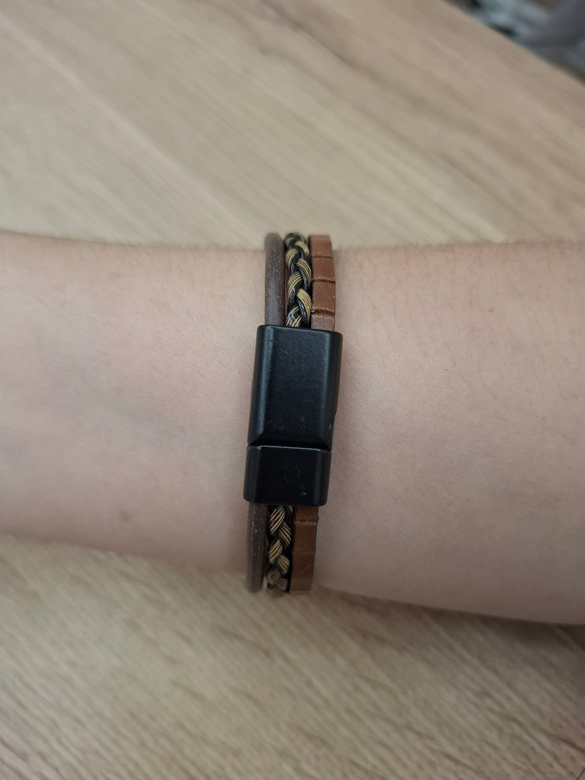Pulsera piel marrón 3 tiras