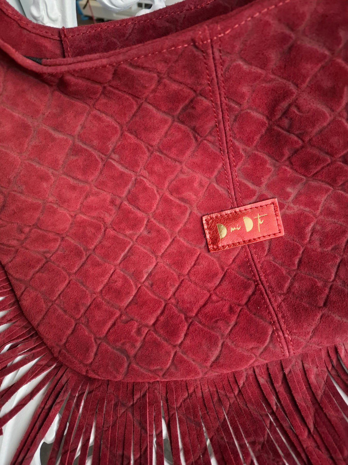 Bolso SOTO XL serraje flecos rojo