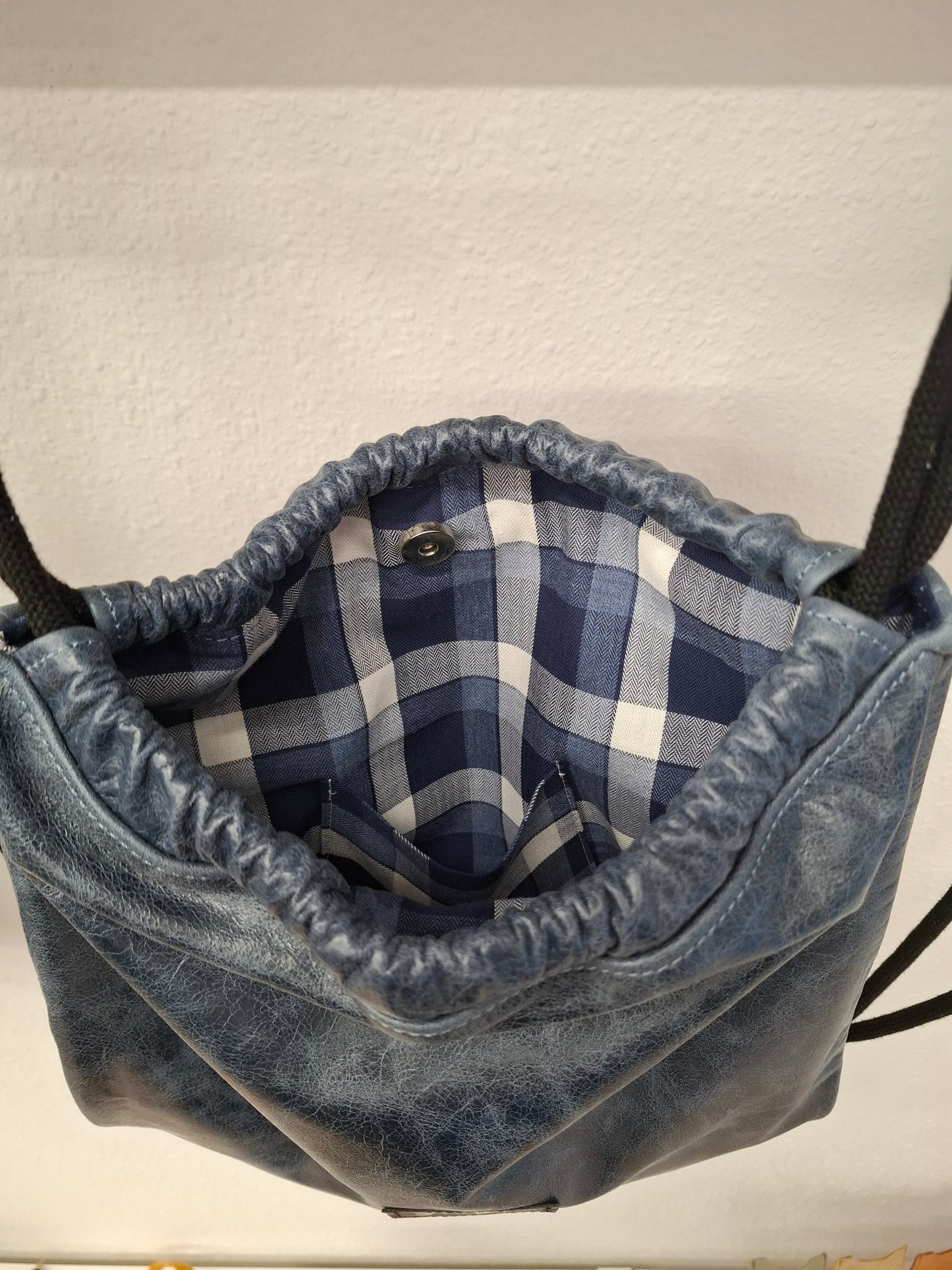 Mochila ALLIGAL fruncir piel azul envejecida