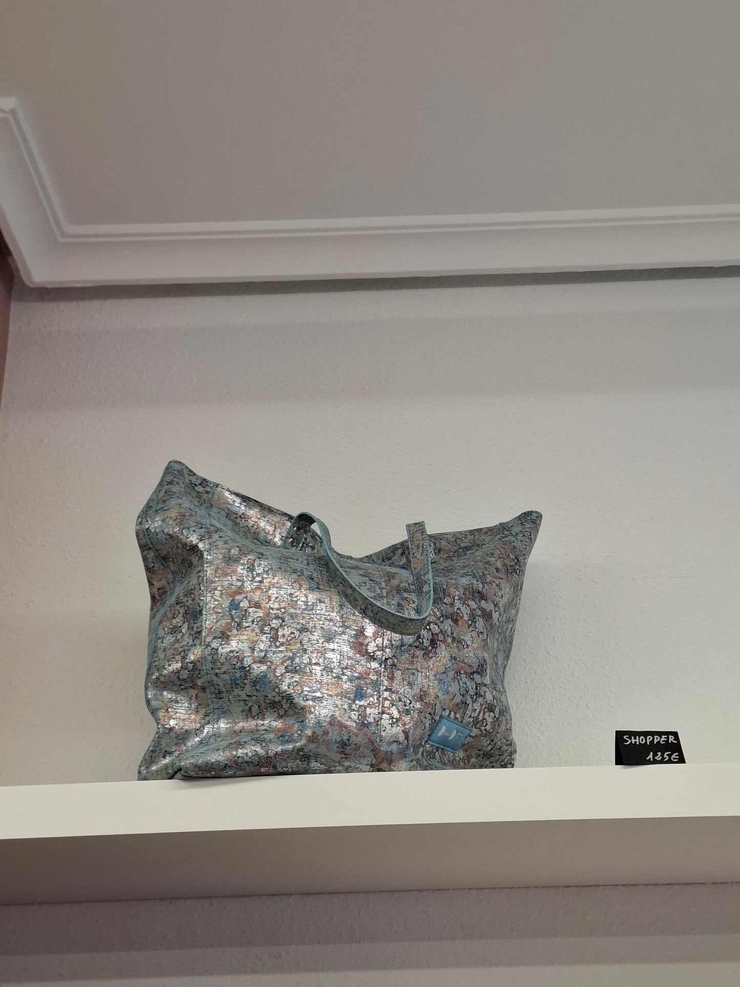 Bolso shopper VEGA XL piel jaspeado brillo azul