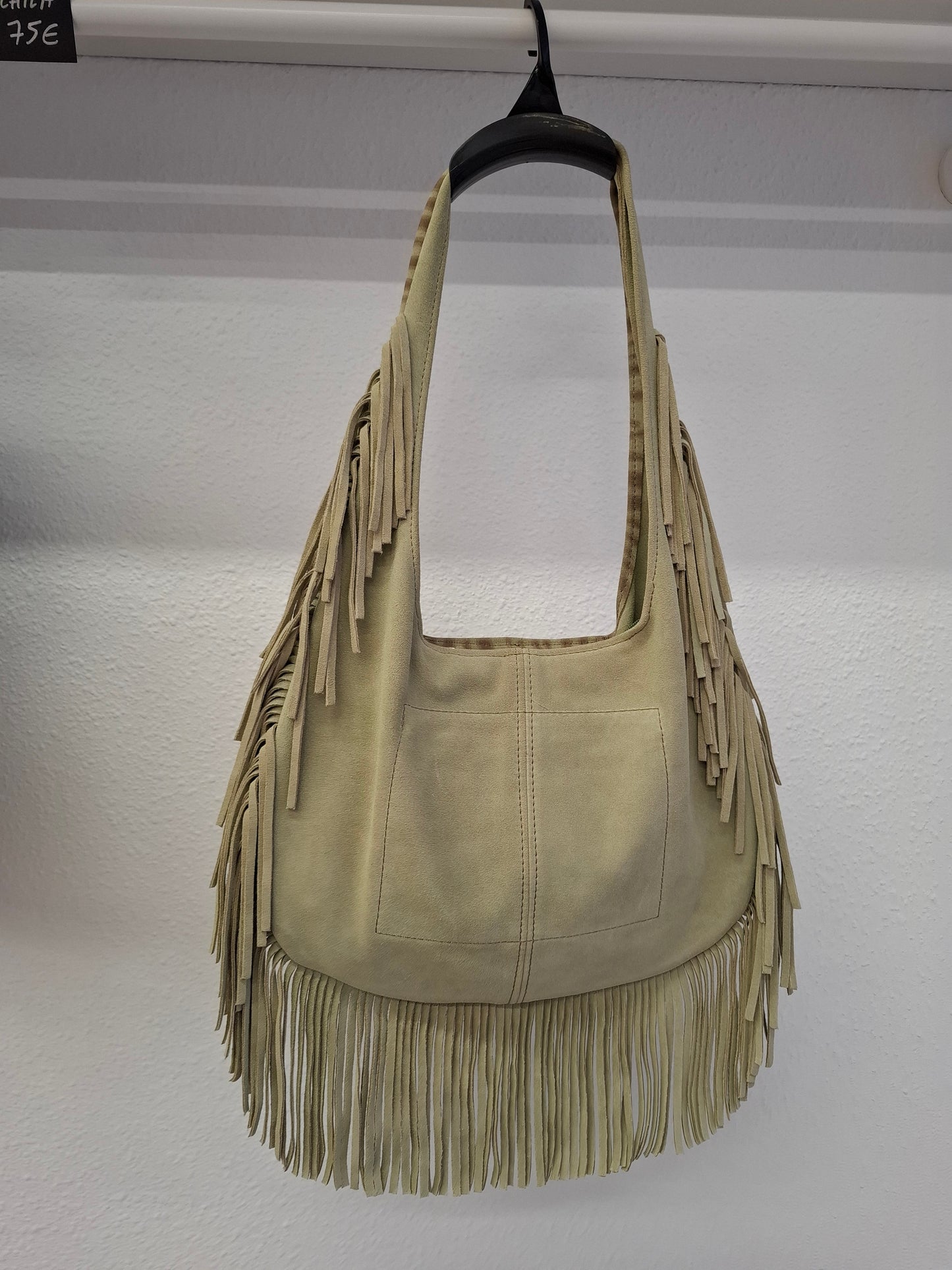 Bolso SOTO serraje flecos cebra verde