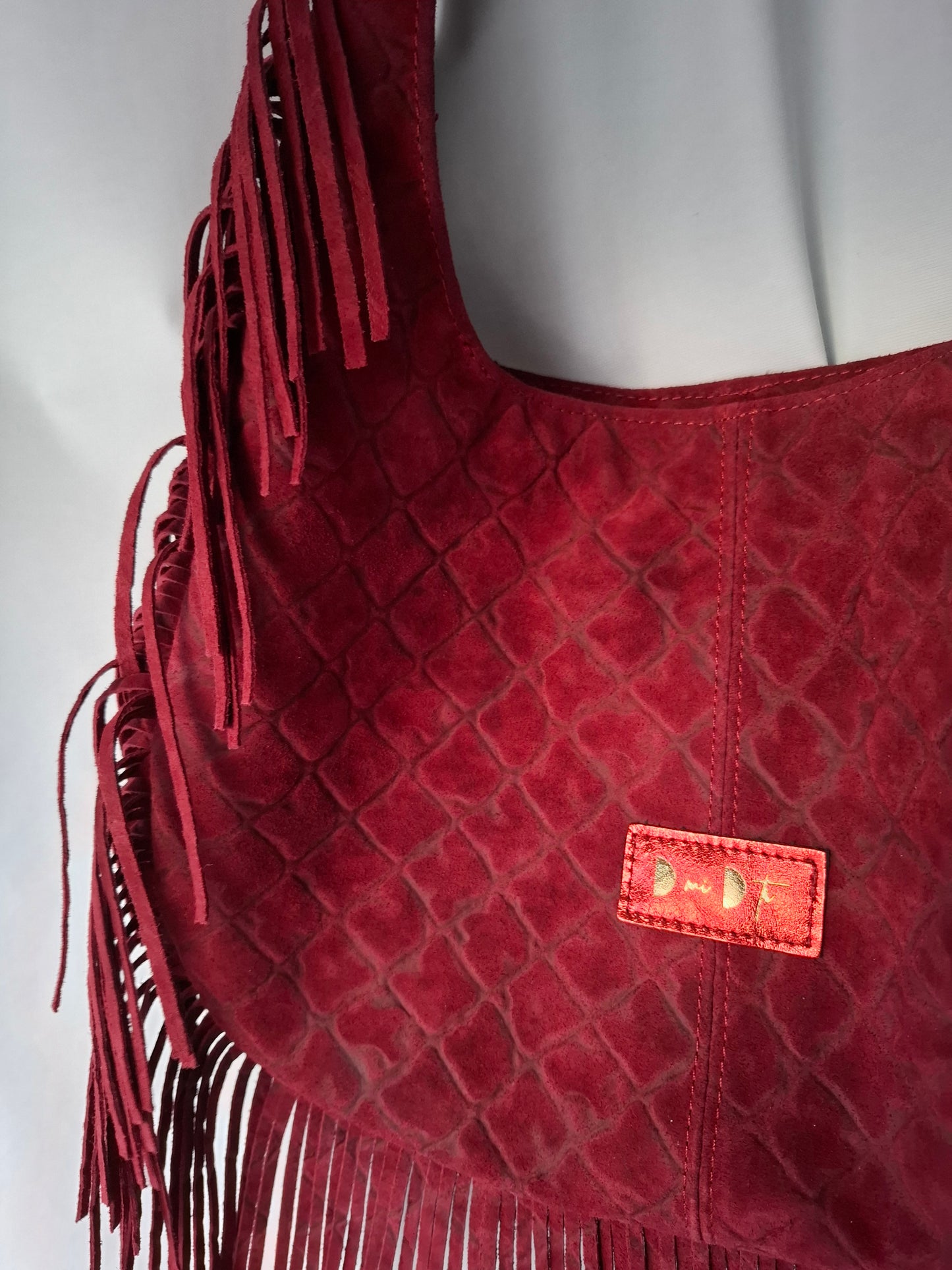 Bolso SOTO XL serraje flecos rojo