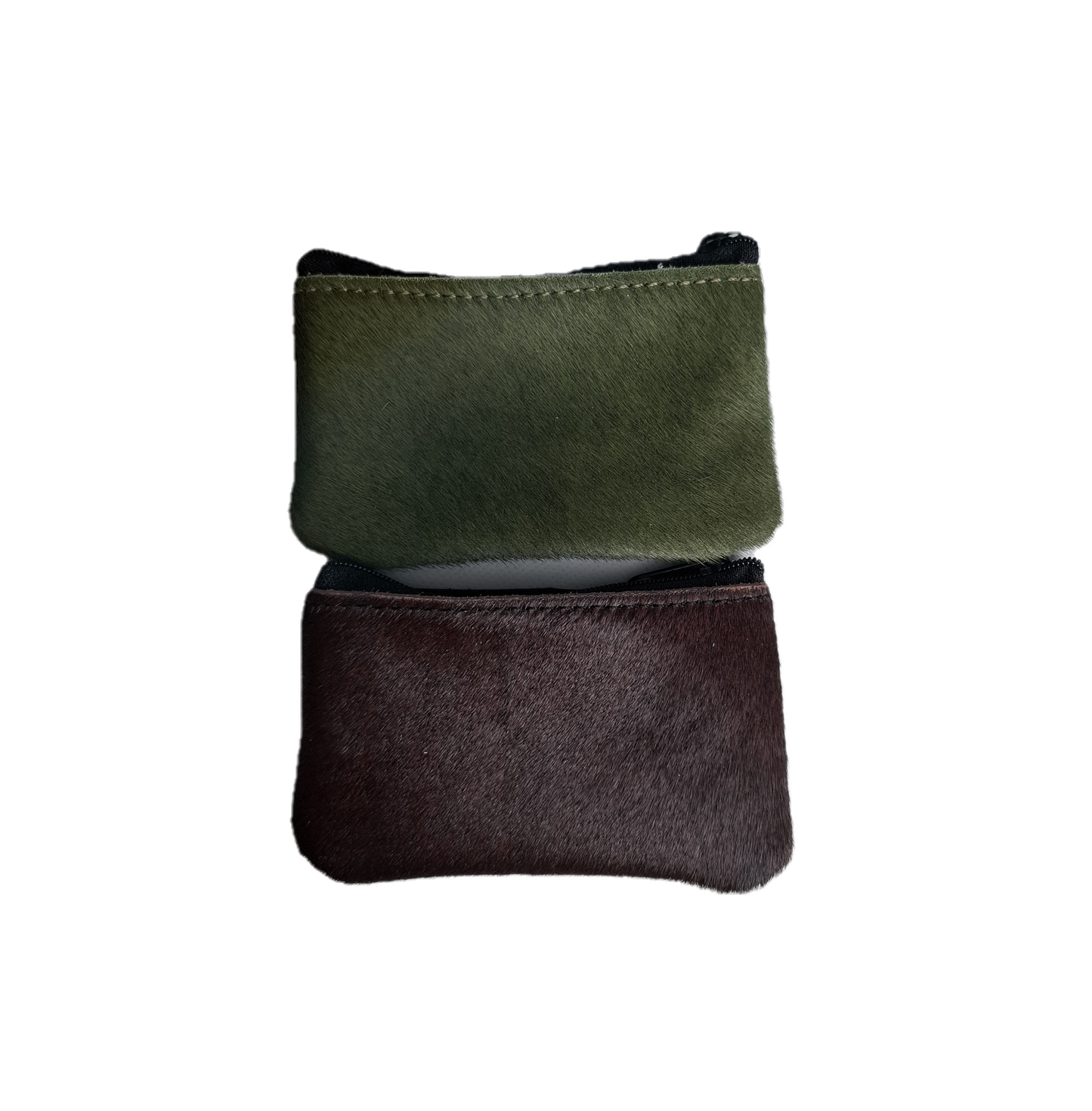 Monedero de piel con pelo color liso