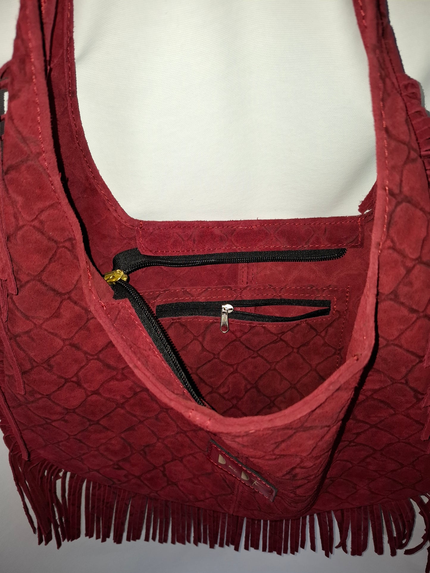 Bolso SOTO XL serraje flecos rojo