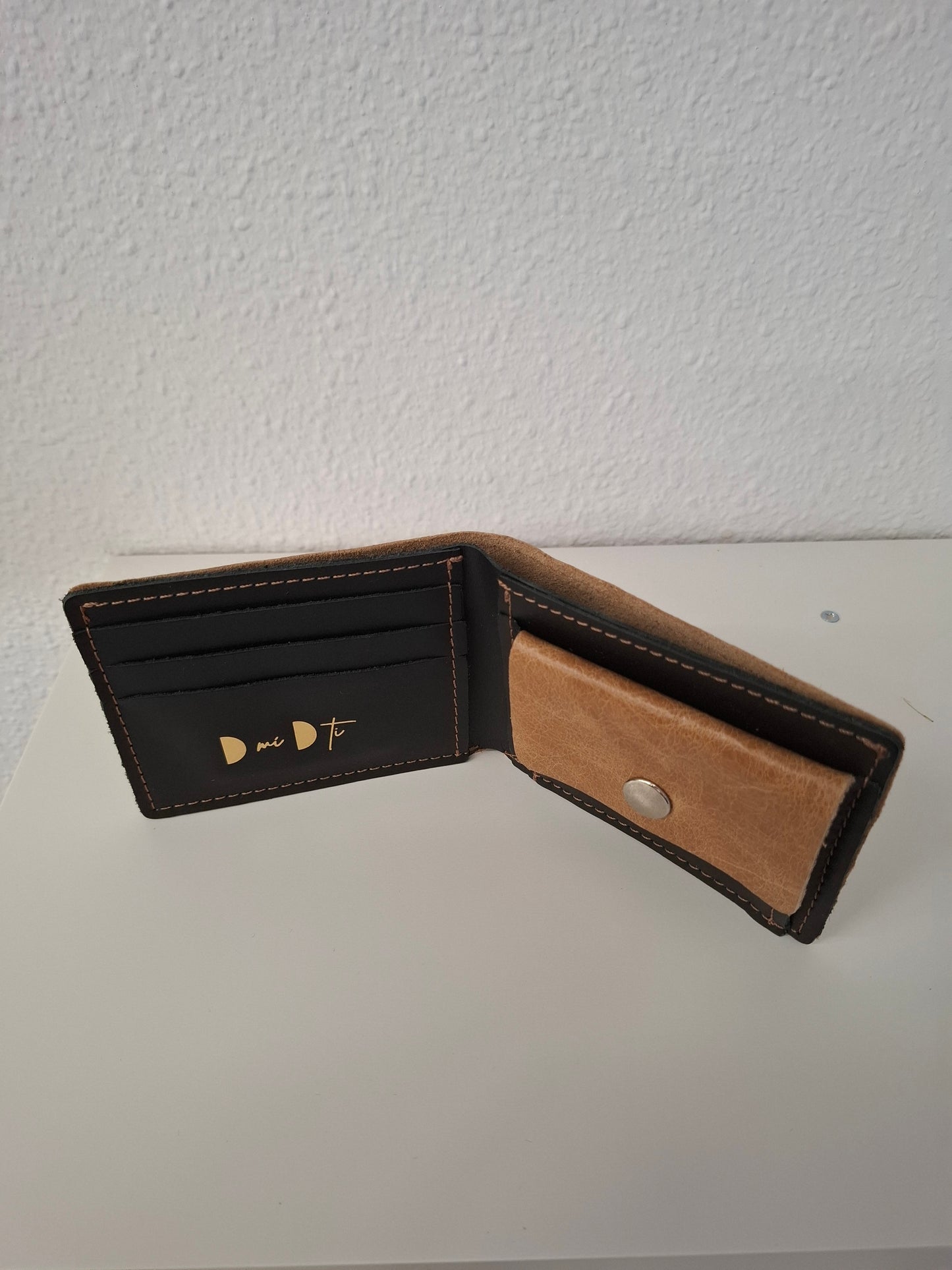 Cartera hombre piel marrón envejecido