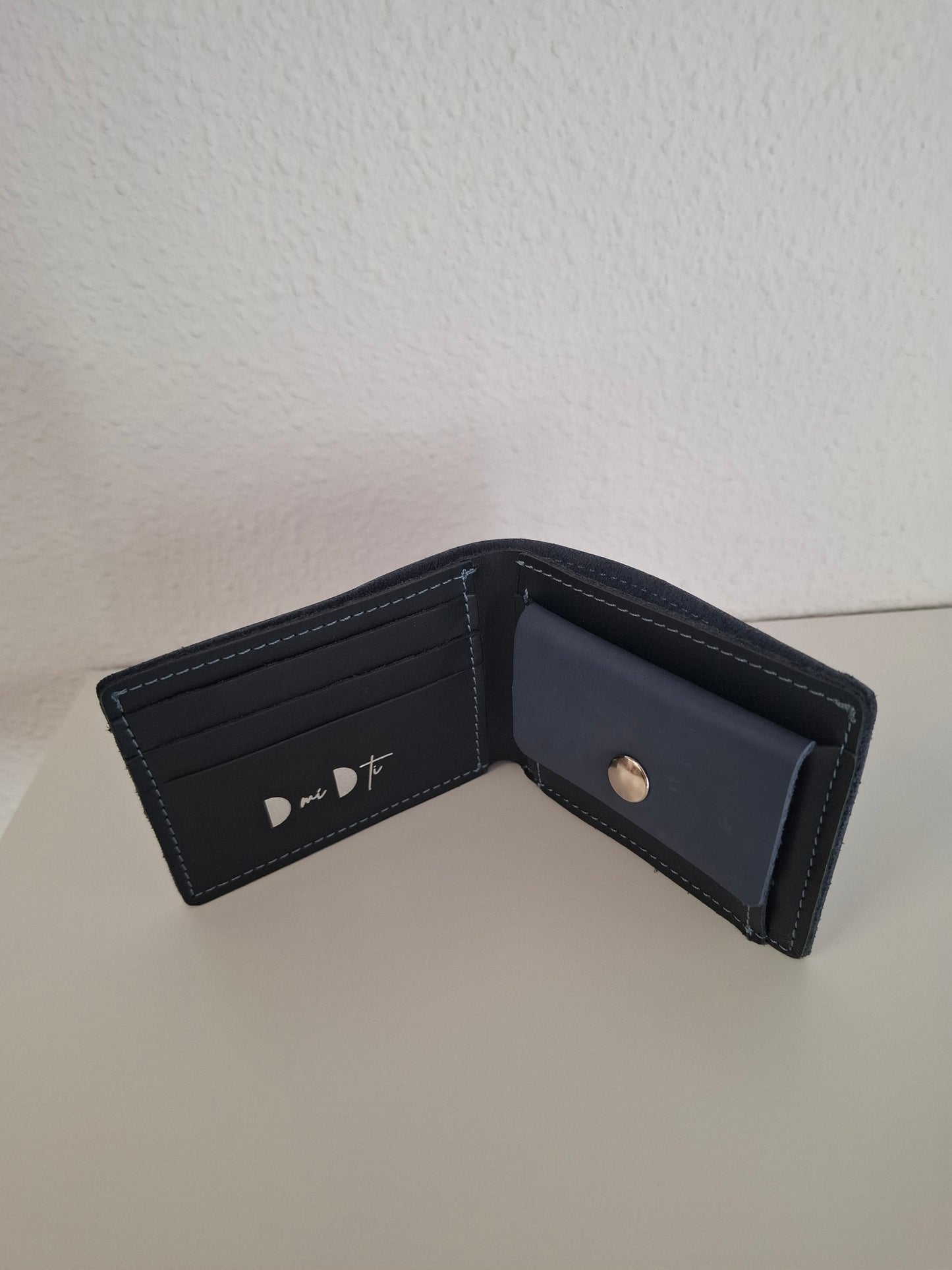 Cartera hombre piel azul