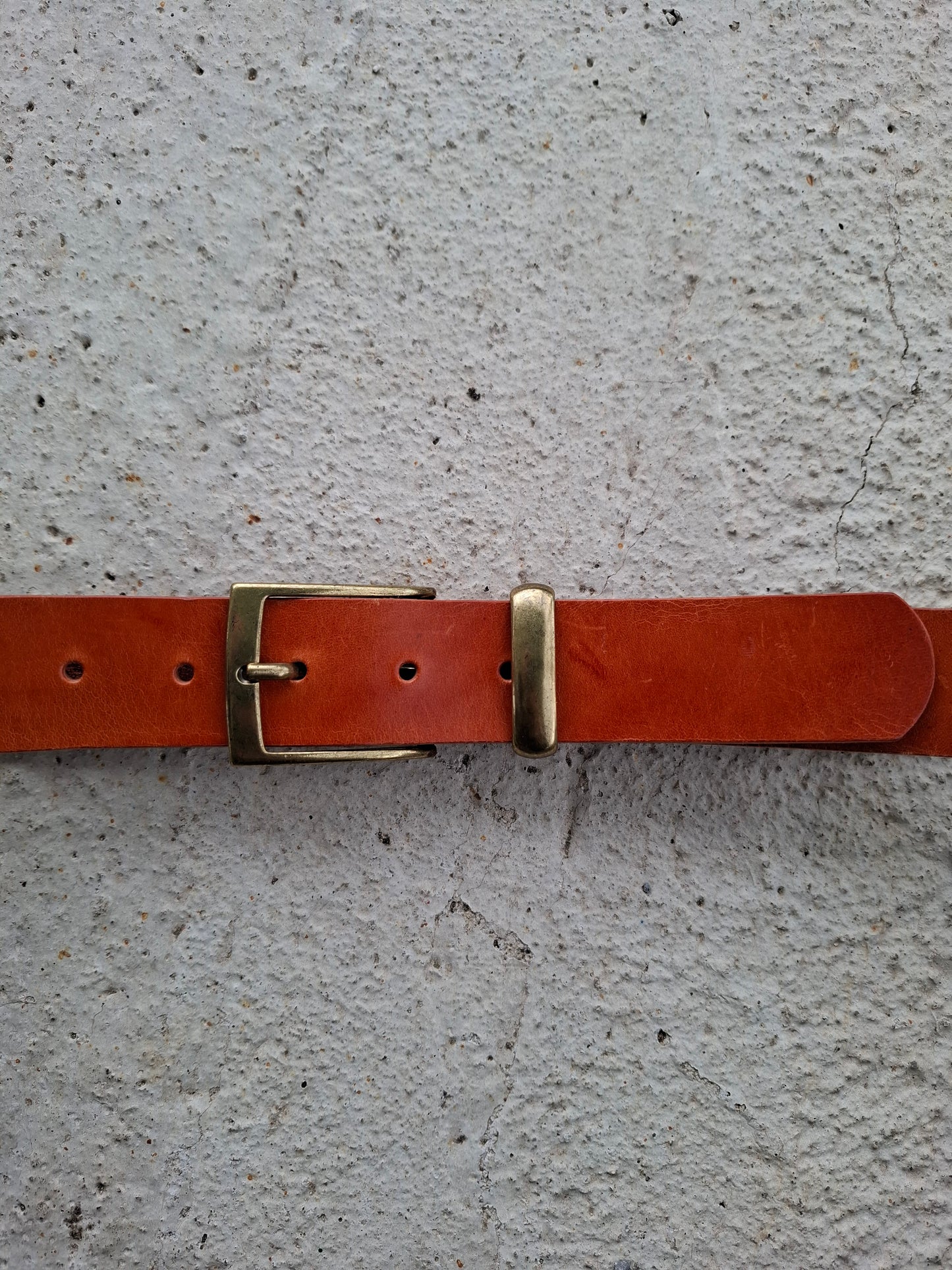 Cinturón de piel camel 3cm hebilla oro viejo