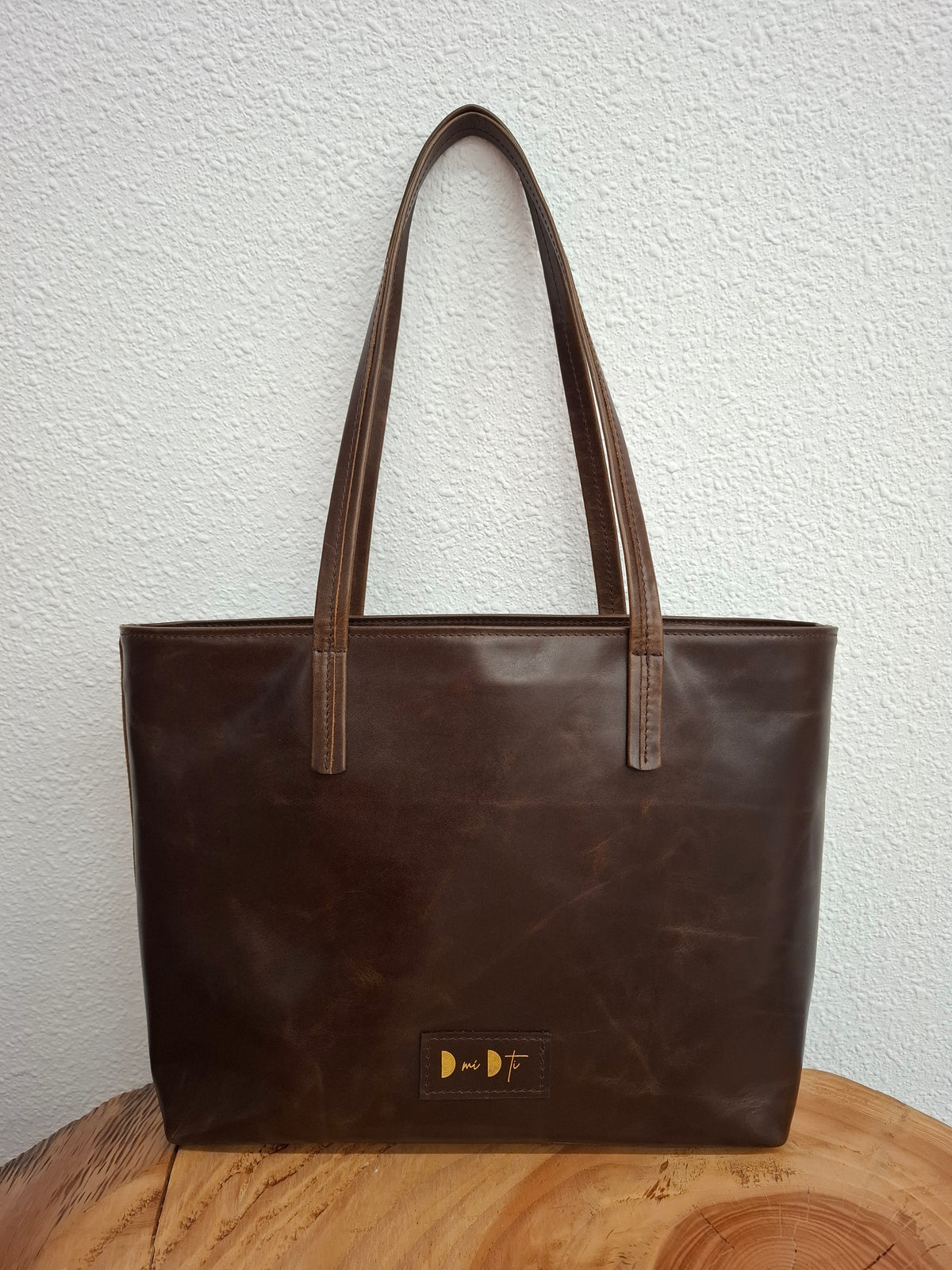 Bolso shopper ALTAMIRA piel marrón brillo