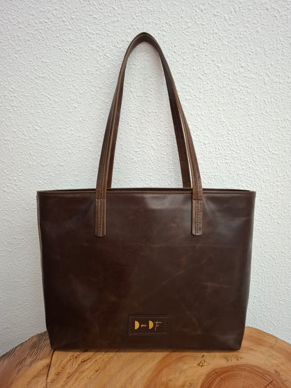 Bolso shopper ALTAMIRA piel marrón brillo