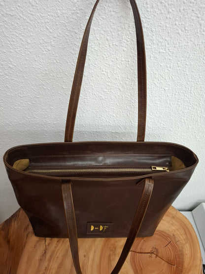 Bolso shopper ALTAMIRA piel marrón brillo