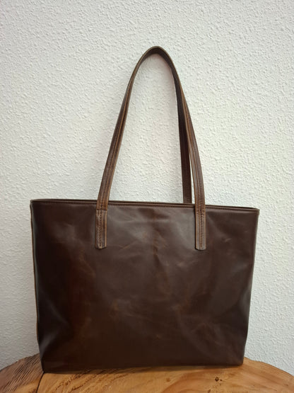 Bolso shopper ALTAMIRA piel marrón brillo