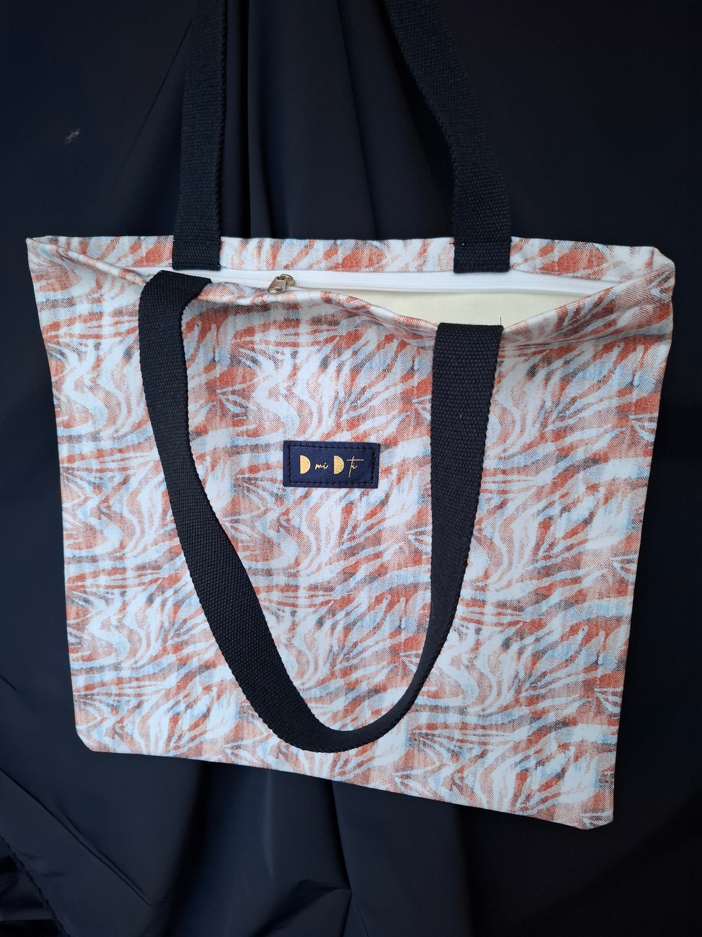 Bolsa IGUÑA estampado azul y naranja