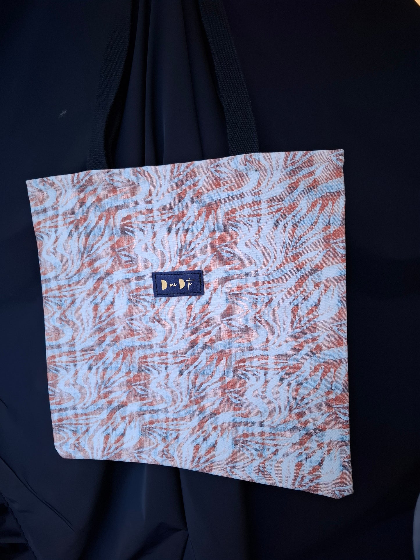 Bolsa IGUÑA estampado azul y naranja