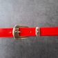Cinturón de piel rojo 2cm hebilla oro viejo