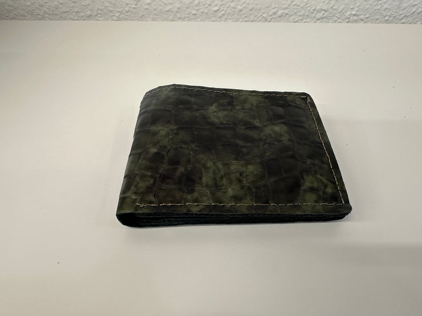 Cartera monedero hombre piel grabado serpiente camuflaje amarillo