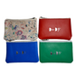 Monedero de piel flores beige