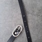 Cinturón de piel negro 2cm hebilla ocho plata vieja
