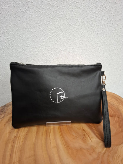 Bolso de mano DOBRA piel serpiente negro, azul y beige
