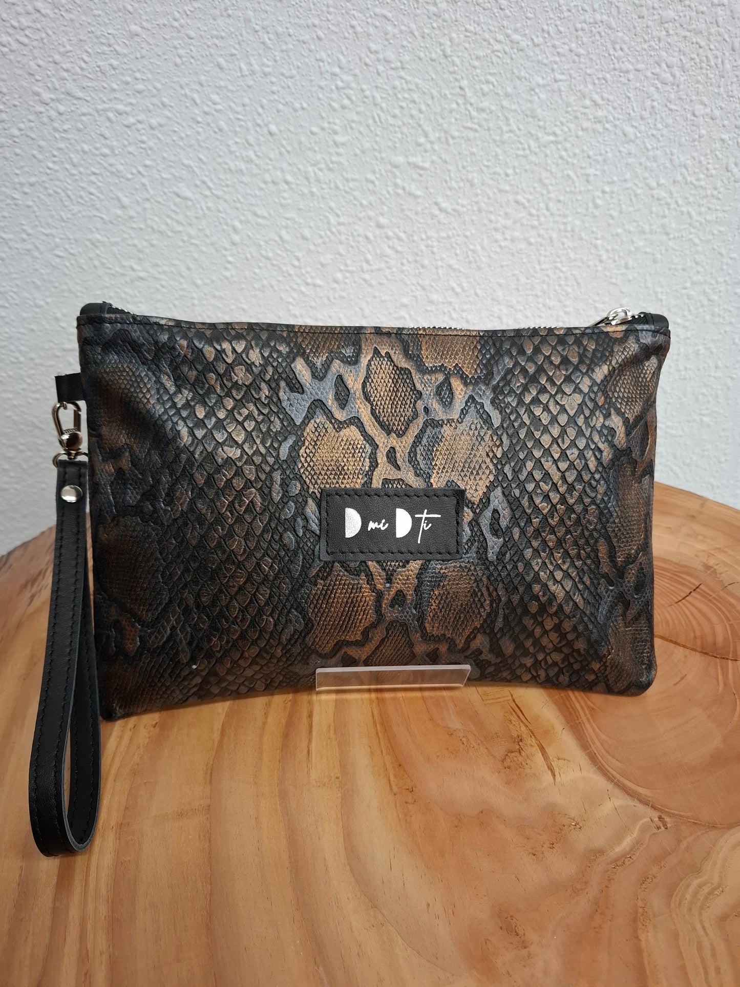 Bolso de mano DOBRA piel serpiente brillo cobre