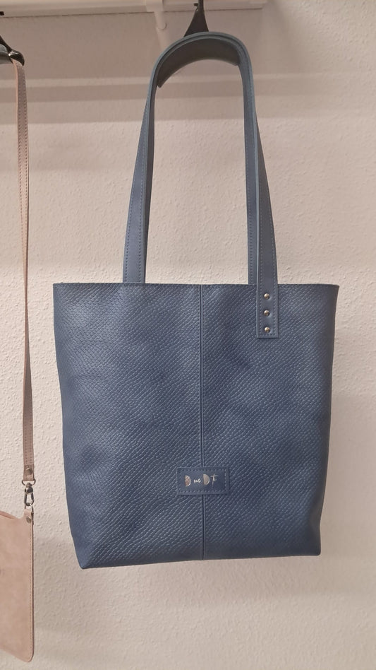 Bolso RAOS piel azul difuminado grabado serpiente