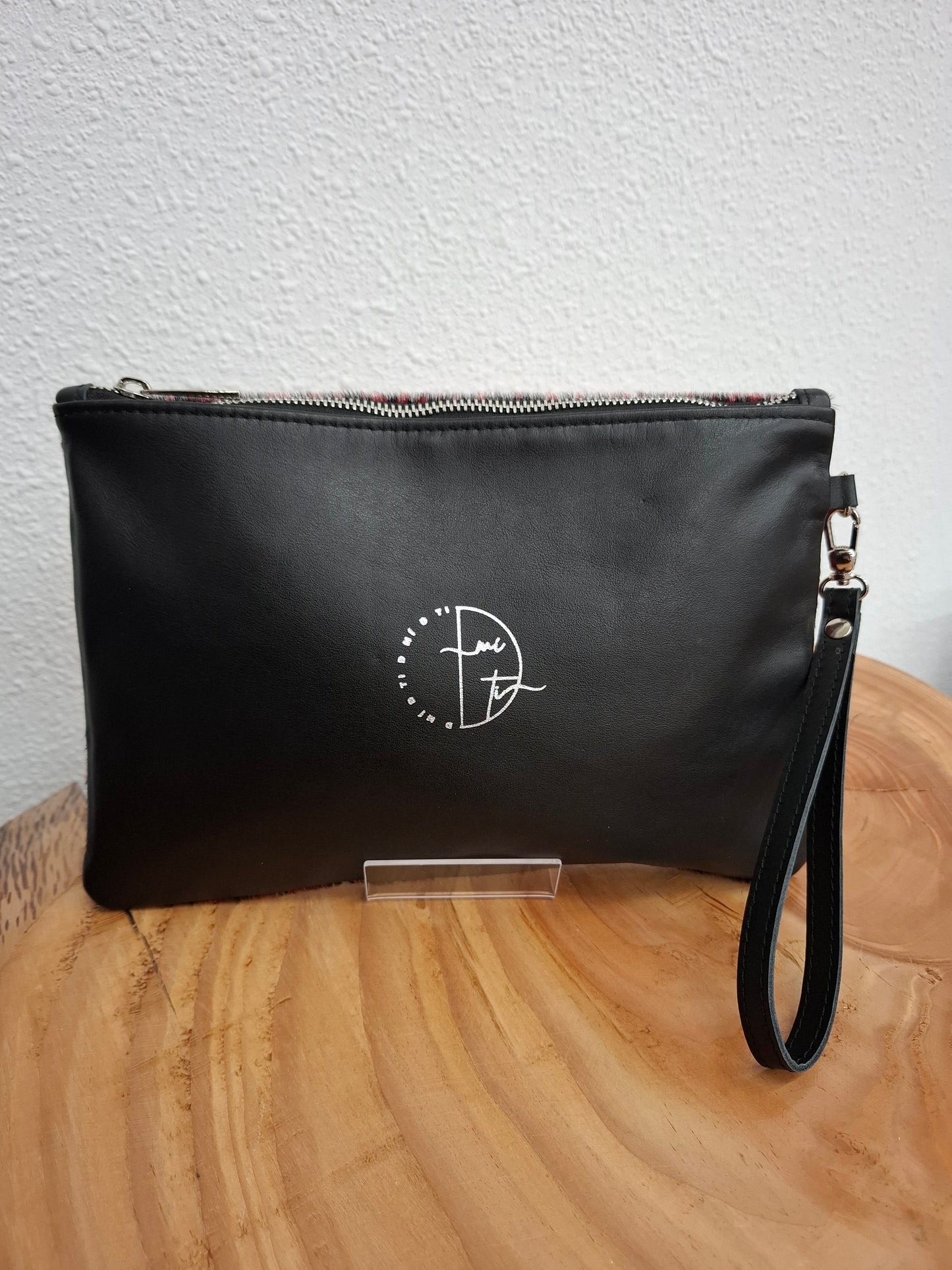 Bolso de mano DOBRA piel con pelo leopardo rojo