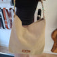 Bolso IGUÑA piel serraje beige grisáceo asa trenza
