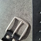 Cinturón hombre de piel negro 4cm hebilla plata vieja muescas