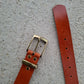 Cinturón de piel camel 3cm hebilla oro viejo