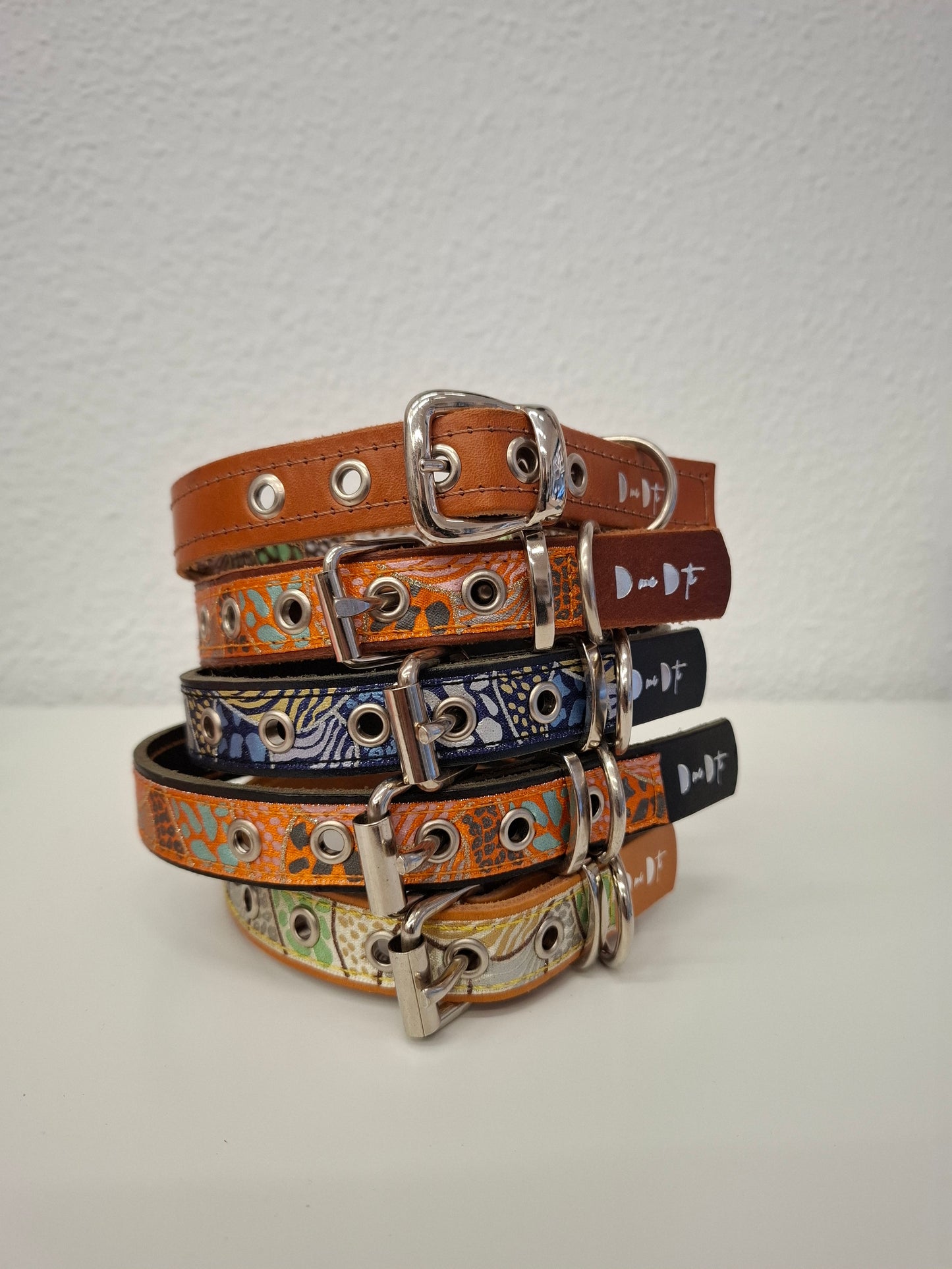 Collar de perro piel y cinta brillo