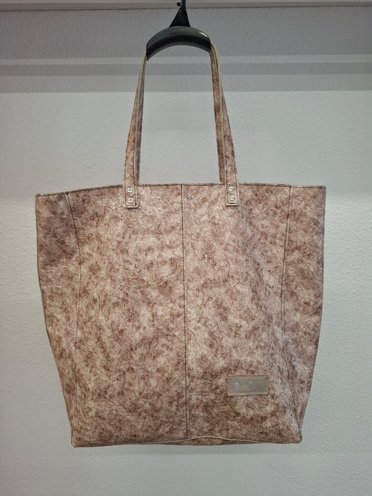Bolso shopper VEGA XL piel charol arrugado beige