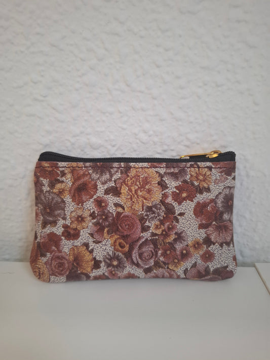 Monedero de piel flores berenjena