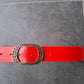 Cinturón de piel rojo 4cm hebilla oro viejo puntos