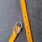 Cinturón de piel amarillo 2cm hebilla ocho plata vieja