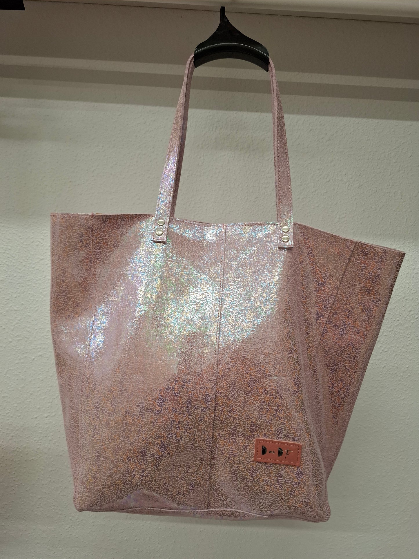 Bolso shopper VEGA XL piel brillante tornasolada rosa