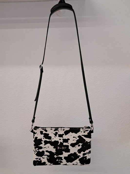 Bolso bandolera DOBRA piel con pelo vaca estampado grande