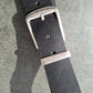Cinturón hombre de piel negro 4cm hebilla plata vieja muescas