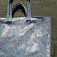 Bolso shopper VEGA XL piel jaspeado azul y plata