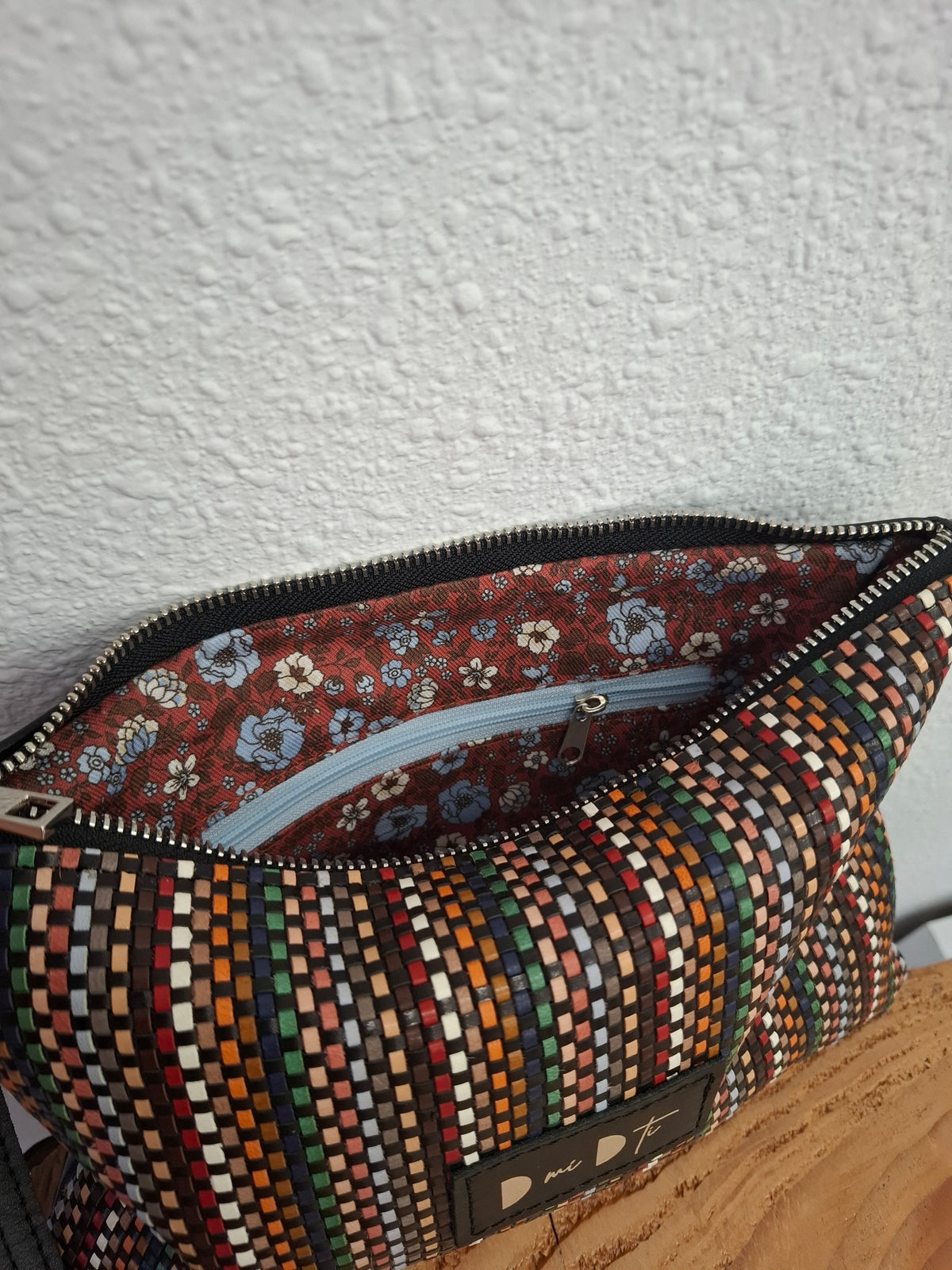 Bolso bandolera DOBRA piel entramado colores