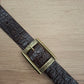 Cinturón de piel marrón coco 4cm hebilla oro viejo rayas