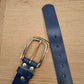 Cinturón de piel azul 3,5cm hebilla oro y fumé