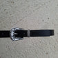Cinturón de piel negro 2,5cm hebilla plata vieja